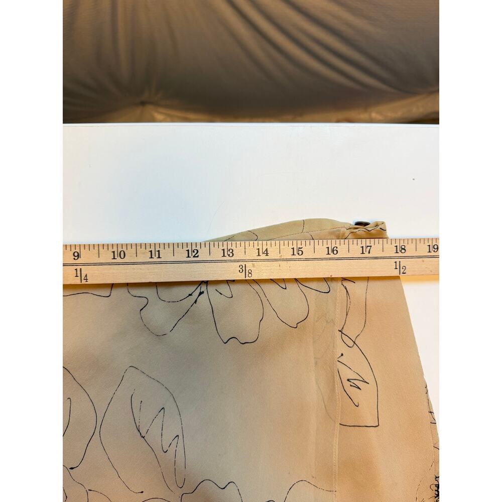 Vintage Alfani Womens Size 14 100% silk Midi Wrap Skirt Lined Tan Black Floral - Picture 8 of 13